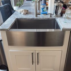 Stainless Steel Farmhouse (Apron-Front) Sink + Commercial Faucet – $750 OBO