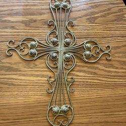 Cross - metal scroll wall decor - 22" tall 