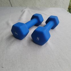 Dumbell Set 8 Lbs Neoprene Coated Exercise  & Fitness Hand Weights Used