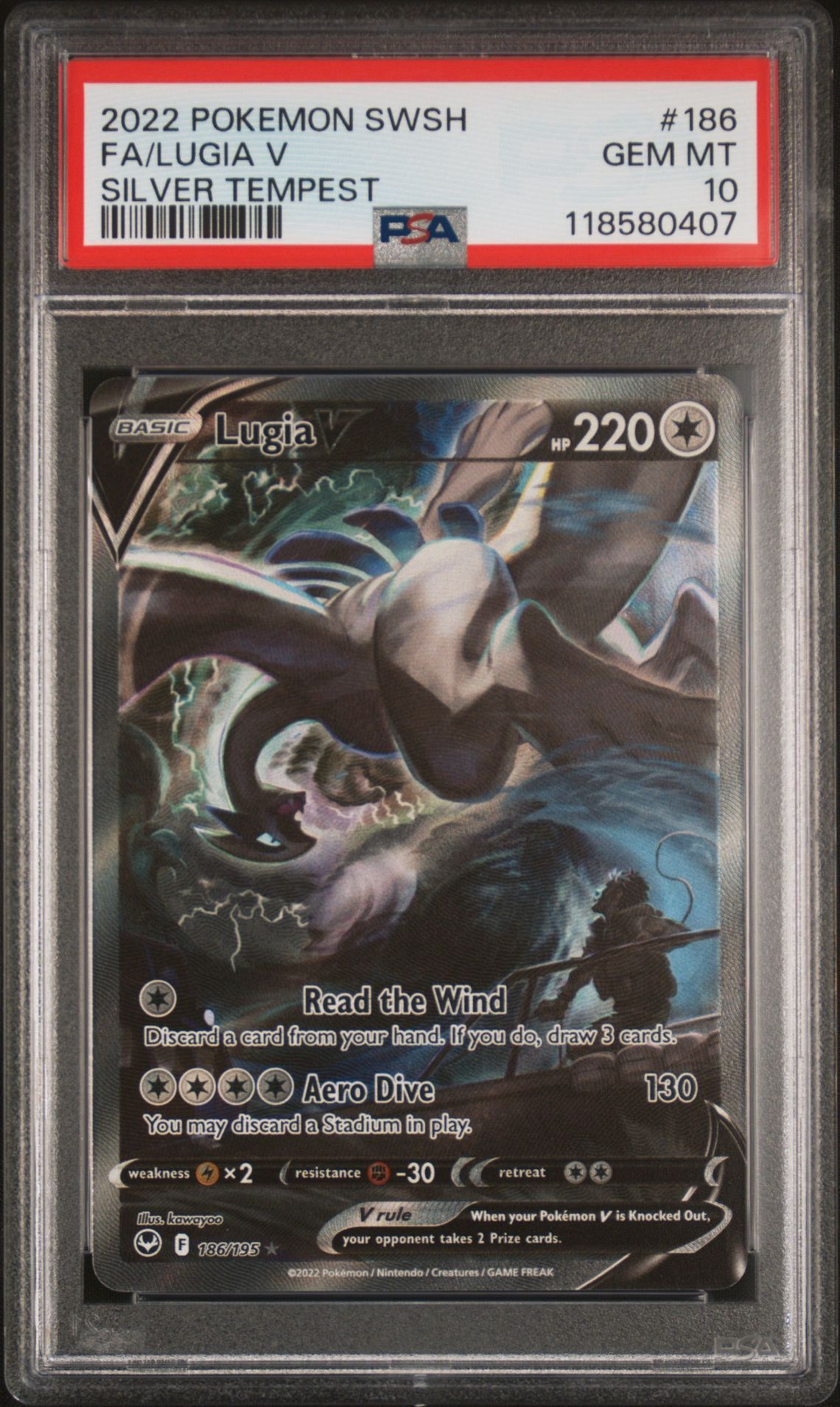 Pokemon 2022 Lugia V 186/195 Alt Art Silver Tempest GEM MINT PSA 10