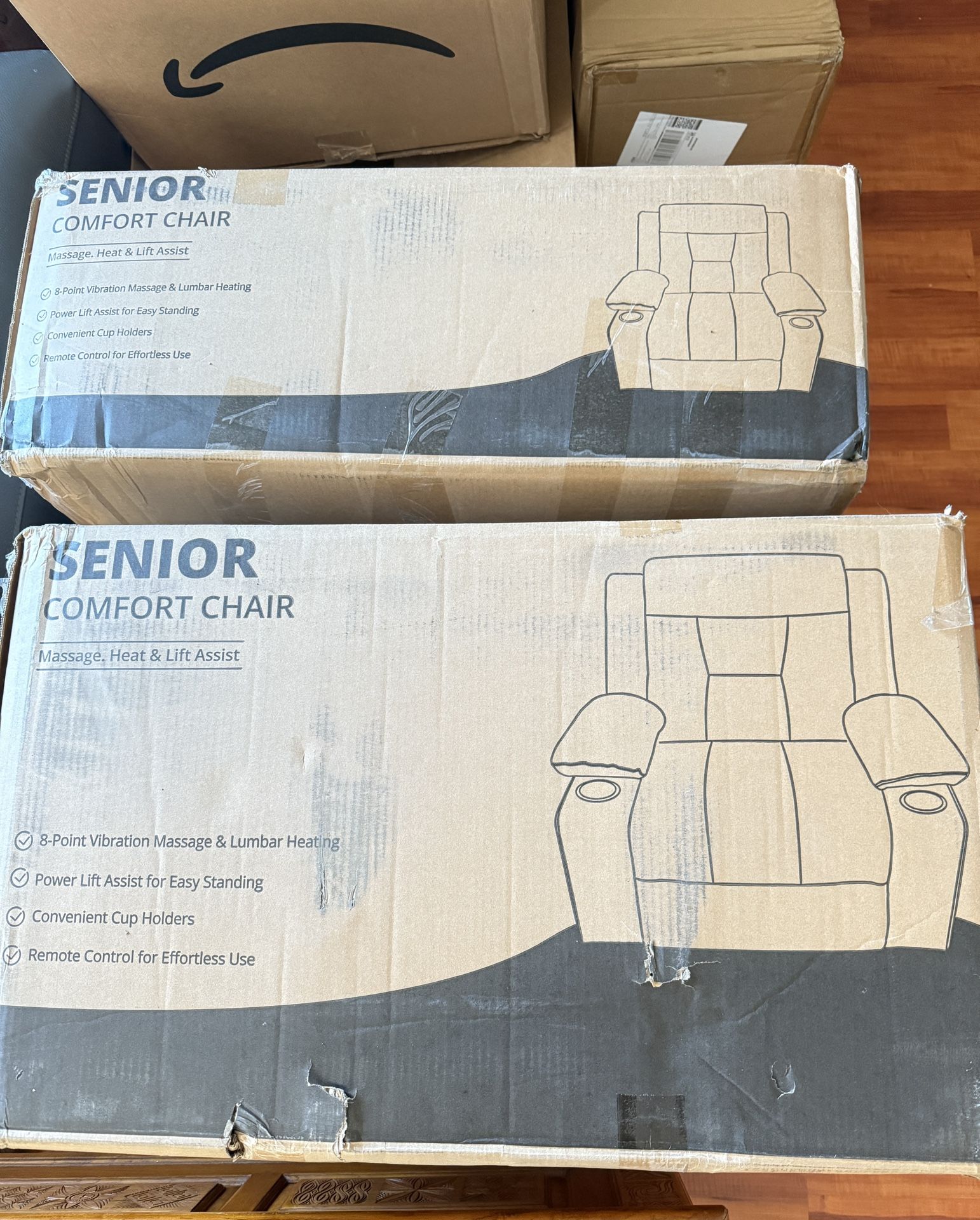 Brand new Dual Motor Power Lift Recliner for Elderly, Large Electric Lift Recliner with Massage and Heat, Cup Holders, Side Pocket, Fabric(Dark Grey) 