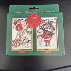 Vintage Two Decks Of Playing Cards In A Collectible Tin