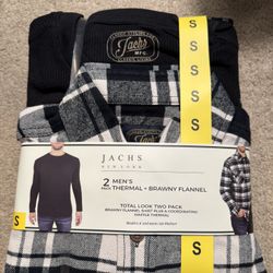 BRAND NEW WITH TAGS NEVER WORN Jachs New York 2-Pack Men’s Thermal and Brawny Flannel Size S Small
