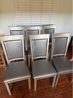6 gray dining chairs