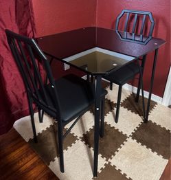 Glass dining table set with chairs