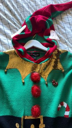 Christmas Elf Ugly Sweater with Hood