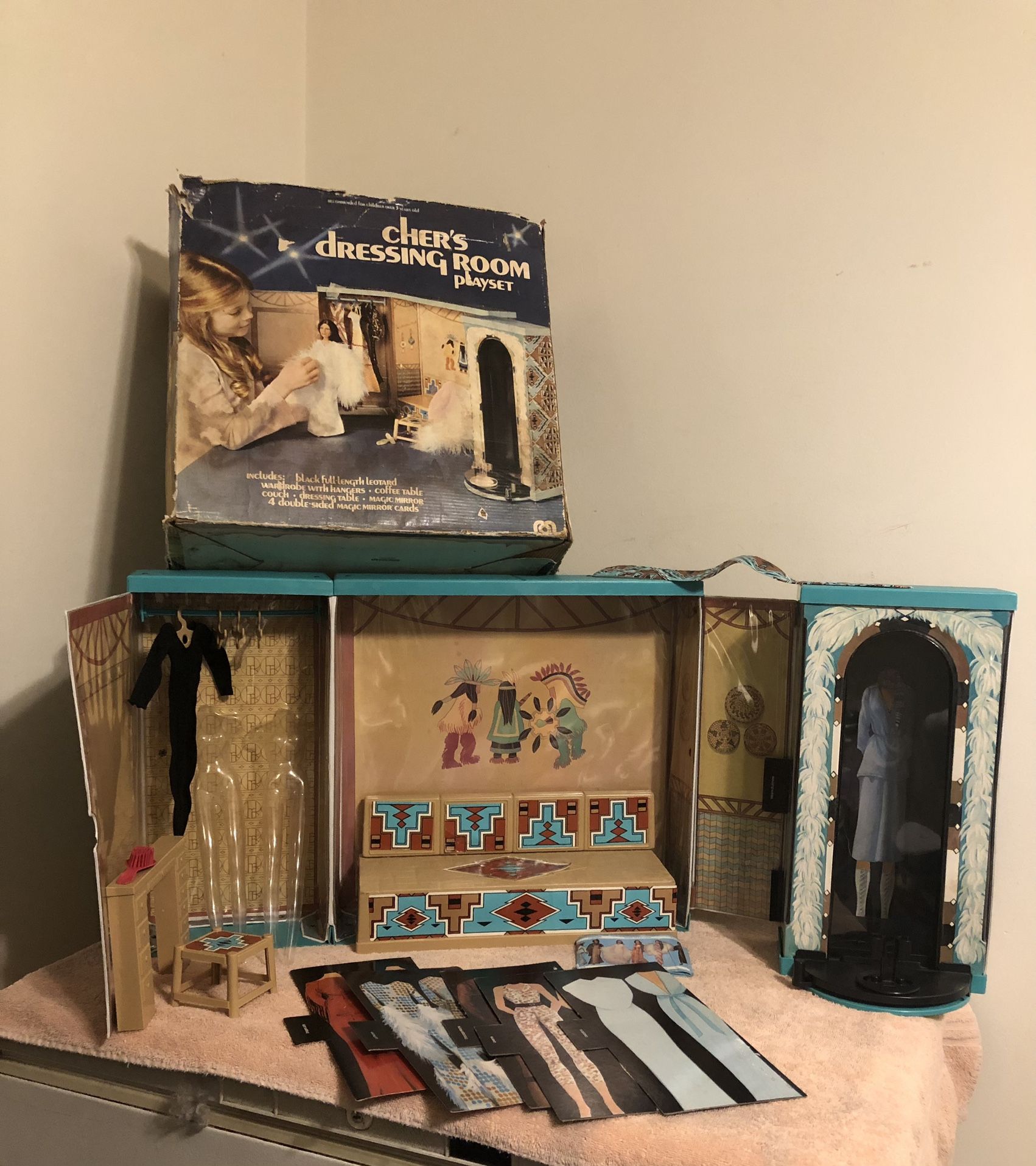 Vintage 1976 Mego Cher’s Dressing Room Playset 100% Complete With Box