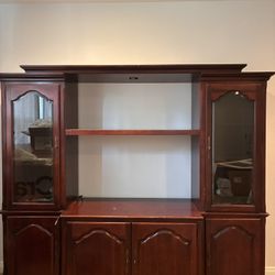 Entertainment Cabinet With Glass Doors, Enhance Lighting