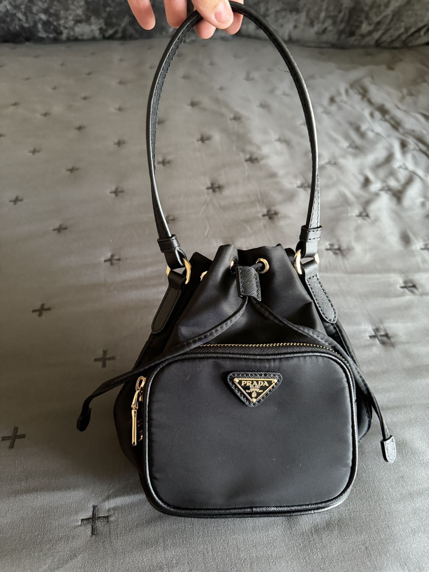 Nylon Black Bucket Purse
