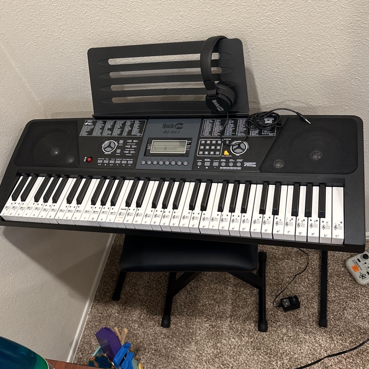 Rock Jam Keyboard & Seat With Headphones