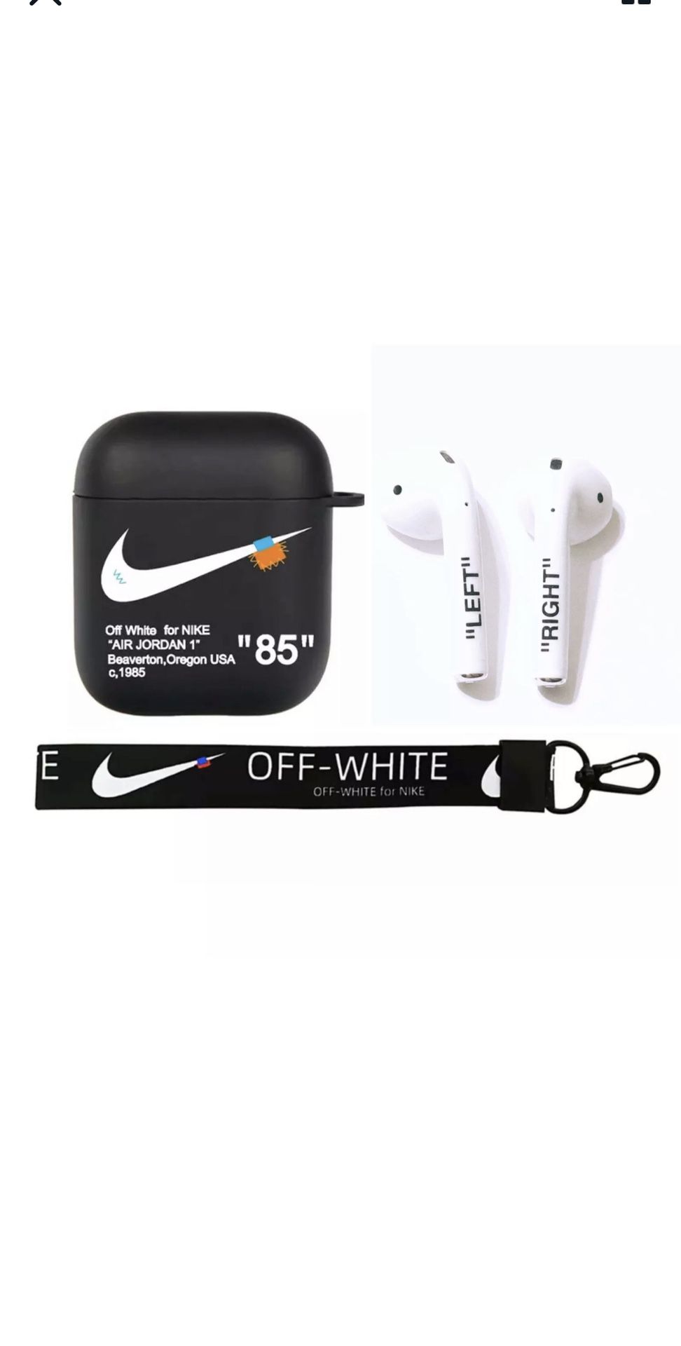 New Nike off white Style AirPod cases cover w/lanyard