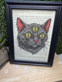 Halloween cat picture 8 1/2 x 6 1/2 brand new