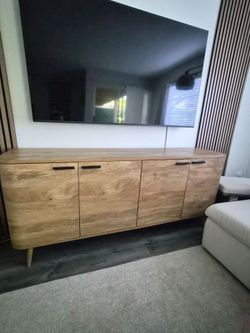 Natural oak manufactured wood 4 door 71.1 inch wide sideboard cabinet !!!!!