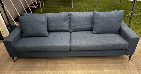Blue Fabric Modern 3-Seater Sofa