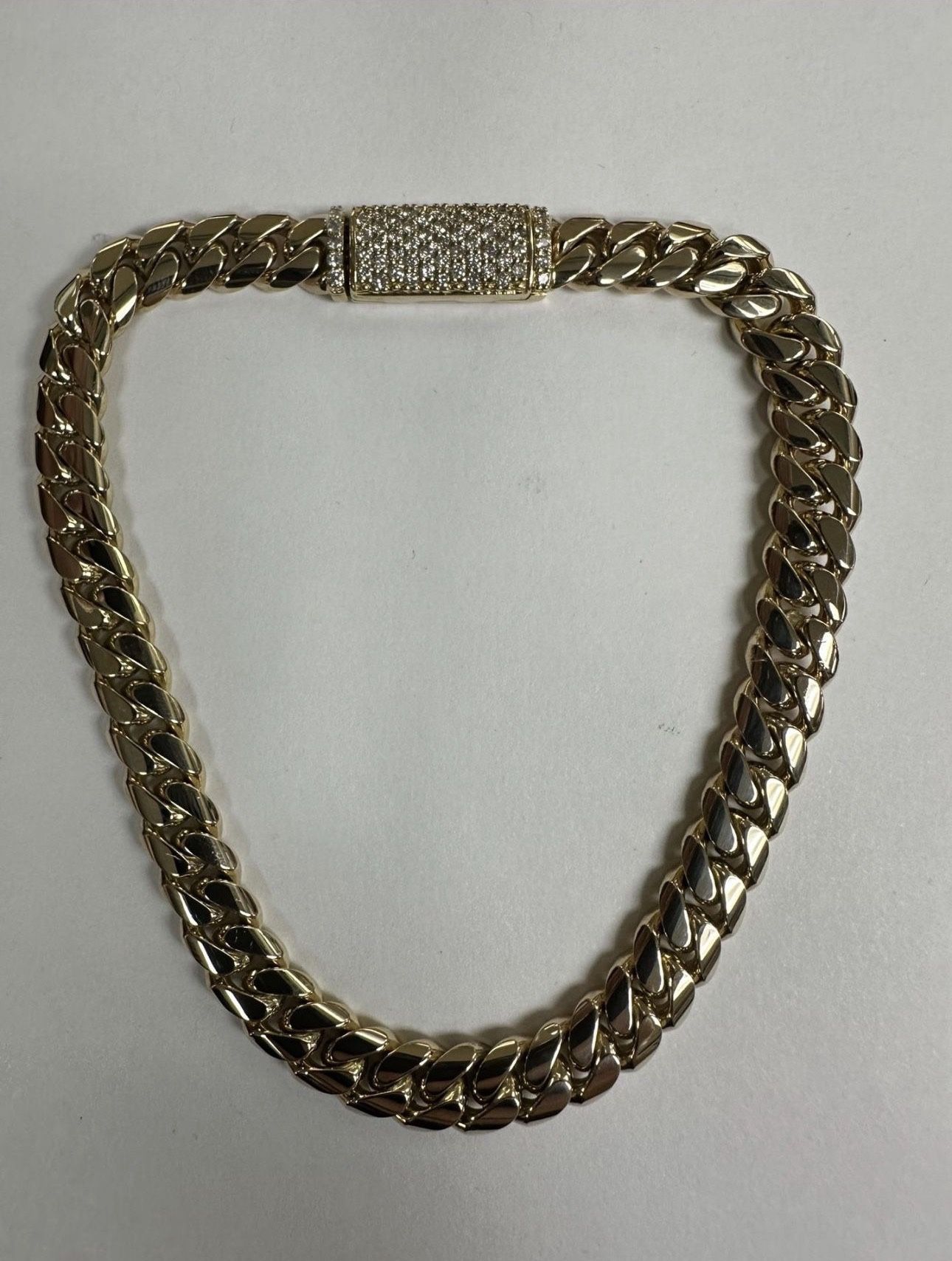 14K Cuban Link Anklet With Diamond Flip Lock 11 Inches