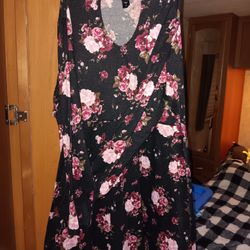 Joe Boxer; Black Dress With Pink And White Flowers.