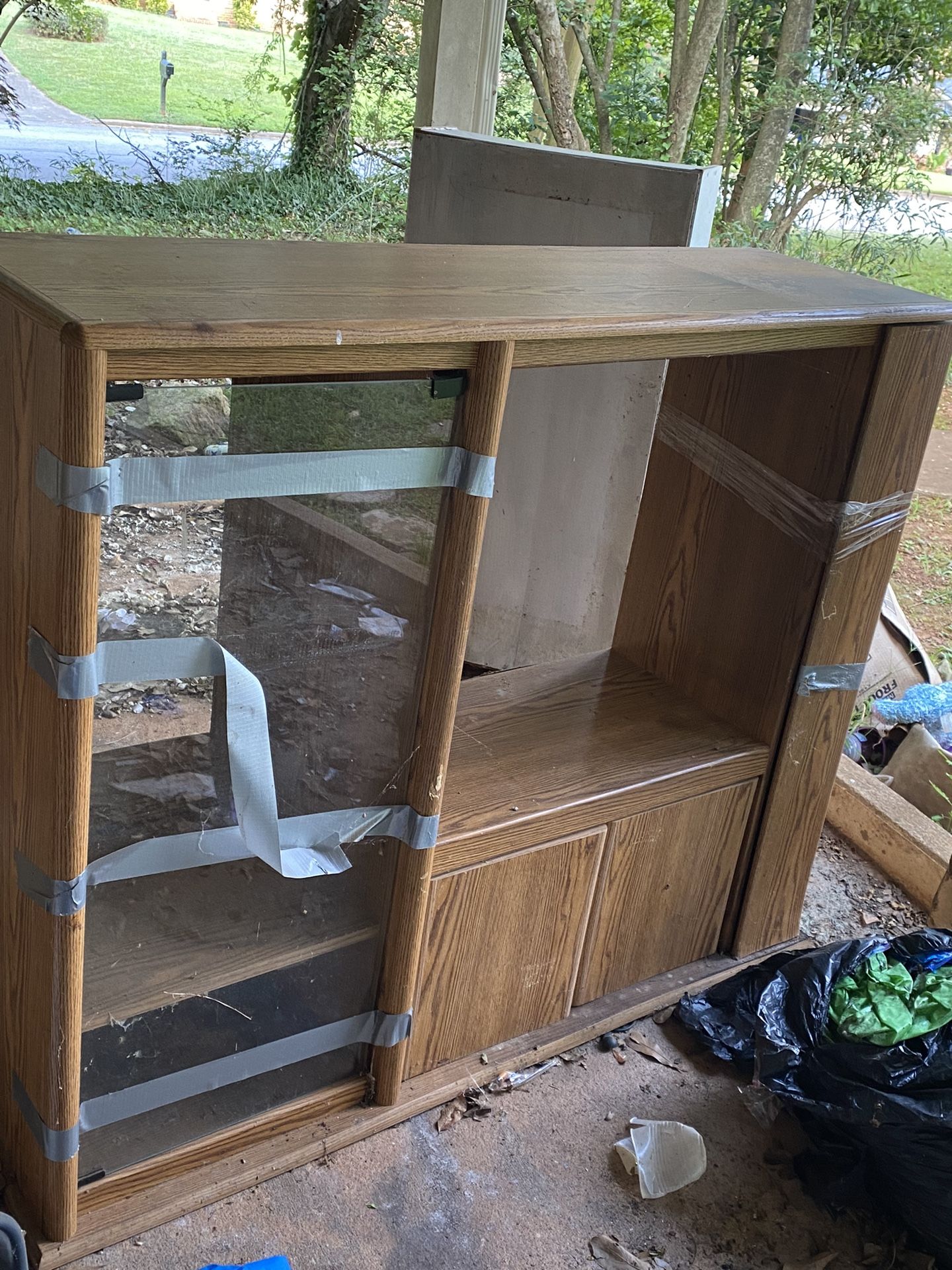 TV Cabinet With Glass and Shelves
