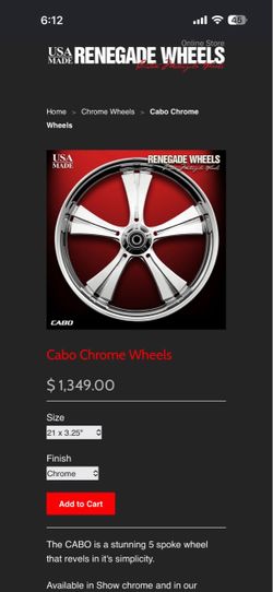21 inch Renegade wheels Cabo front single disk wheel off 2002 road king! $800 * Nearby