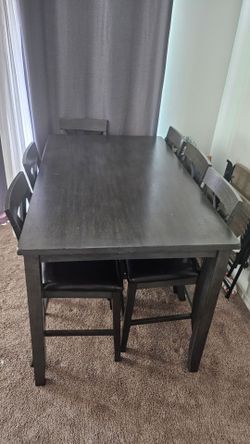 Dark Gray 7-Piece Counter-Height Dining Table Set (Table & 6 Chairs)