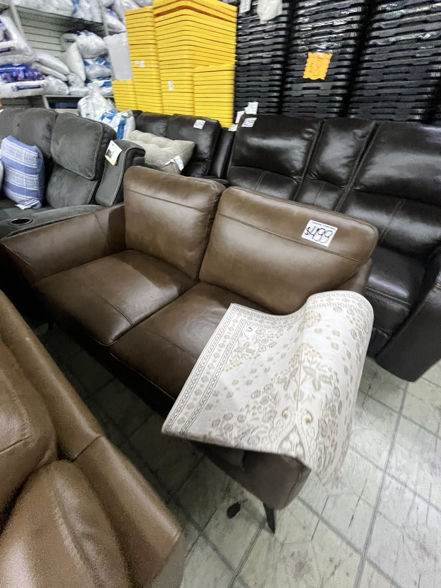 Brown Leather Loveseat
