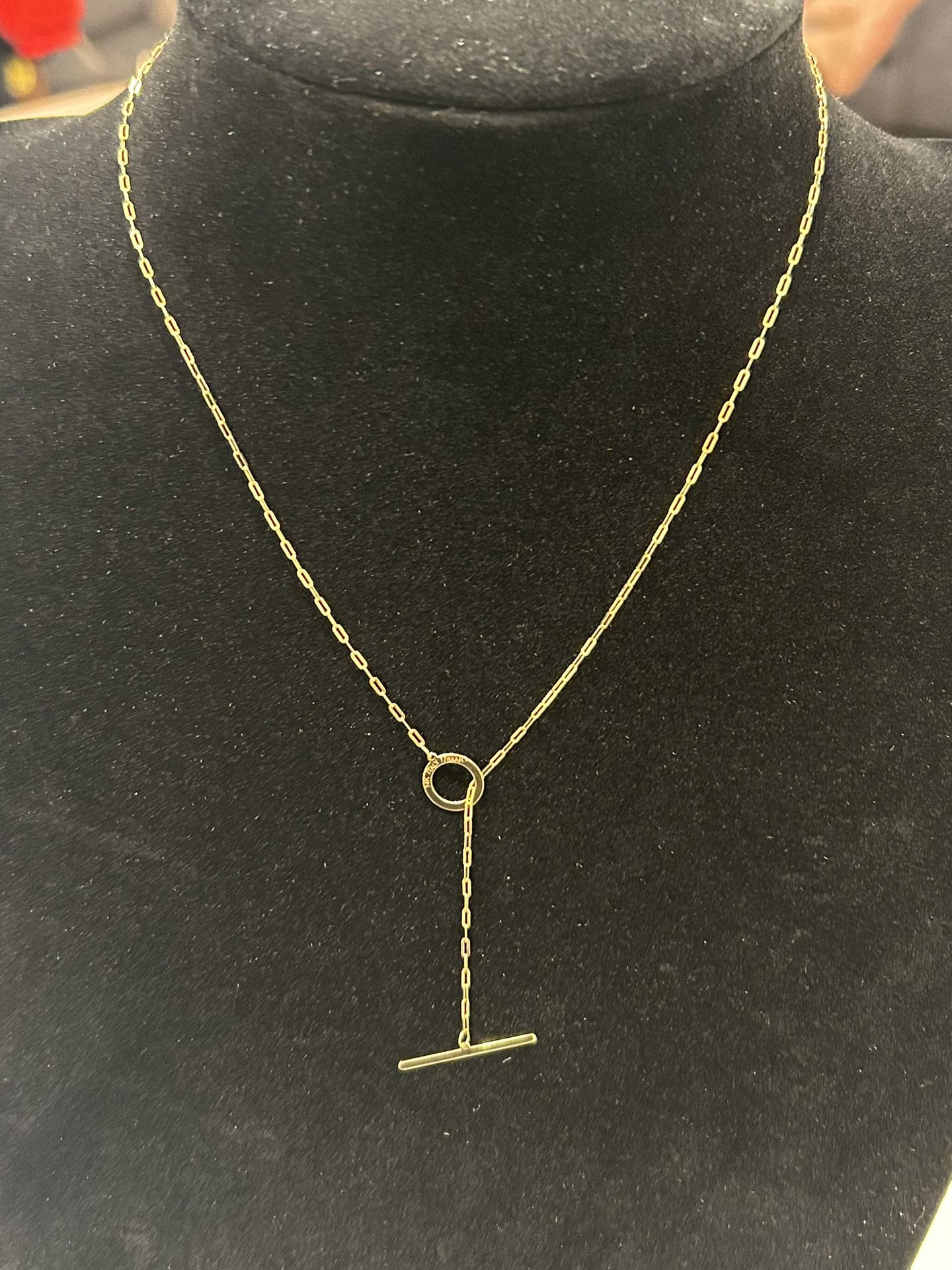 14k paper clip real gold necklace