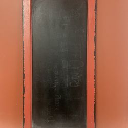 Chalkboard With Red Distressed Frame. 