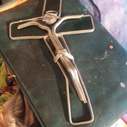 Vintage Dancing Stained Glass Crucifix Or Cross