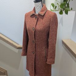 COACH Women's Scaro Tweed Peacoat- Rose Herringbone Wool, XS