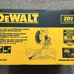 Brand New: DeWalt 20V cordless Miter Saw With Battery 
