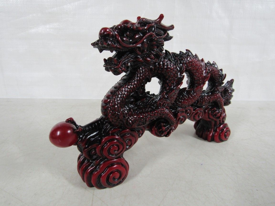 Chinese Traditional Feng Shui Red Mythical Dragon 8" Length