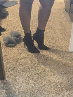 Sparkly black ankle booties
