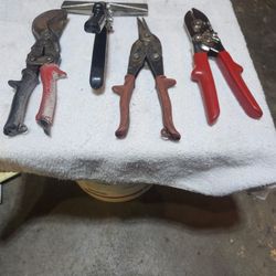 Matco Tin Snips, Lot Of 4, No's 1, S6, Sc3 