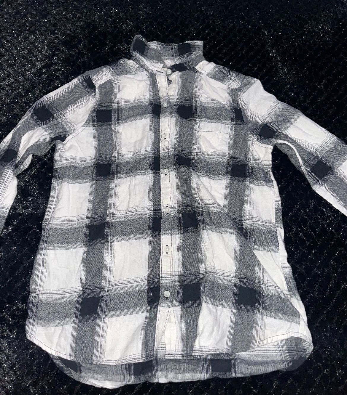 So Women’s Plaid Button-Up Shirt – Black & White – Size S 