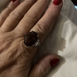 Beautiful 925 Sterling Silver Size 9 Ring With Huge Amethyst Gemstone 