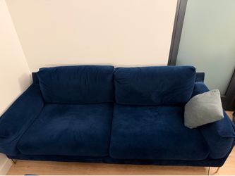 Blue velvet couch