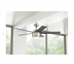 Home Decorators Collection Merwry 52 in. Integrated LED Indoor Brushed Nickel Ceiling Fan - New