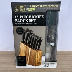 #2814 Thyme&Table Knife Set, 13-Piece Kitchen Slim Block Stainless Steel Knife
