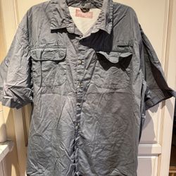Wrangler Button-Up Shirt gray/blue size 3XL velcro pockets