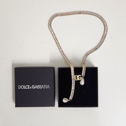 Brand New Dolce Gabana Crystal Diamond & Pearl Designer Necklace 