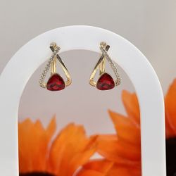Elegant Gold and Red Earrings 