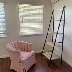 pink accent chair vintage & ottoman w storage