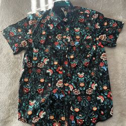 Super Mario Flower Pattern Button Up