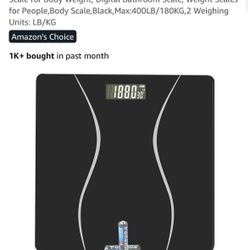 Digital Body Weight Scale – 400lb/180kg Capacity, Bathroom Scale with LB/KG Units, Sleek Black Design