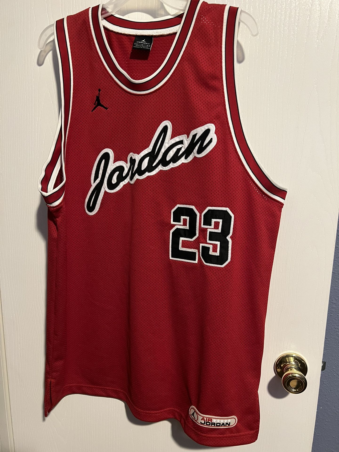 Michael Jordan Size L Air Jordan 23 Red Jersey Mens Black Stitched With Matching Shorts