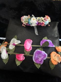 Handmade Fairycore Flower Crown & Elastic Floral Belt Skirt Set Festival Costume