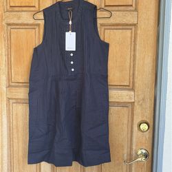 Quince 100% European Linen Sleeveless Swing Dress Deep Navy Basic XS