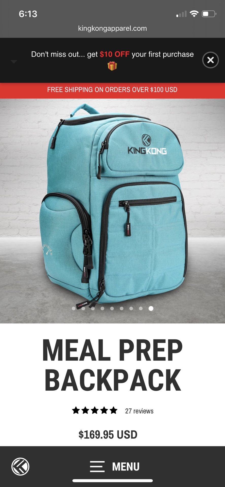 King Kong meal prep backpack