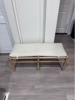 Wood Entryway Bench w/ Washable Cushion – 44x16x17