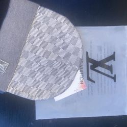 Louis Vuitton Gray Check Winter Beanie Hat for Men