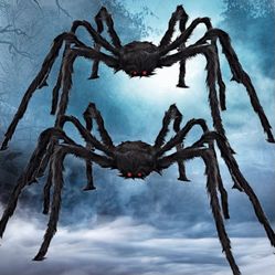 2 pcs 5FT Large Spider Halloween Decoration, Realistic Giant Spider Prop for Indoor/Outdoor Party Yard Lawn Decor